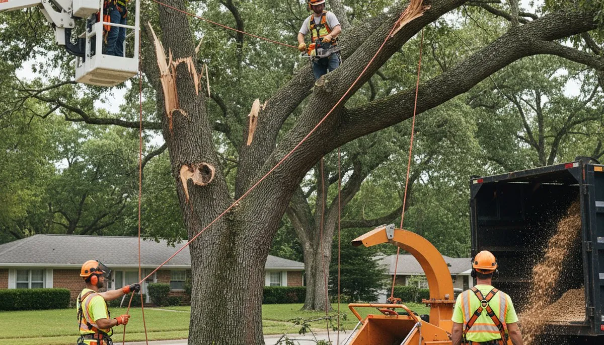 Boston emergency tree service crew removing storm-damaged trees in Boston, MA