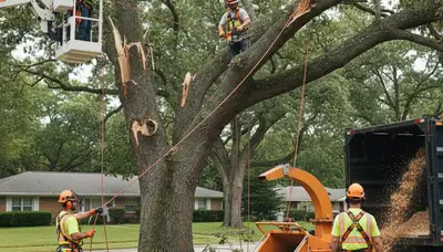 Boston emergency tree service crew removing storm-damaged trees in Boston, MA