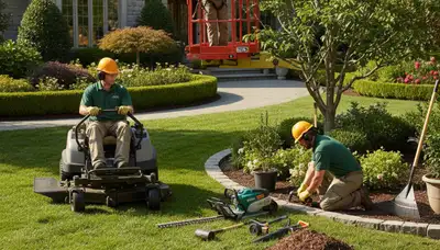 Boston, MA tree service crew providing landscaping and tree care for local properties