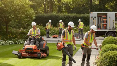 Boston, MA tree service crew providing landscaping and tree care for local properties