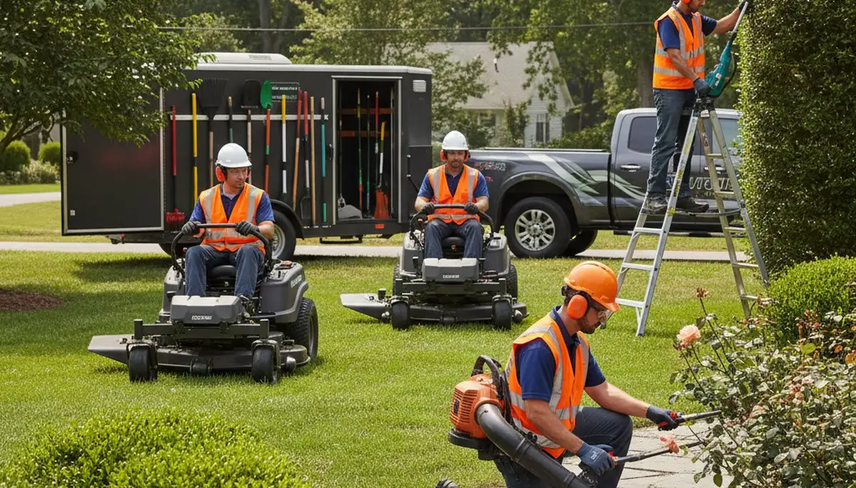 Boston, MA tree service crew providing landscaping and property maintenance for local homes and businesses