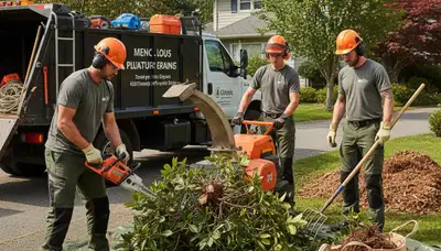 Boston, MA arborist removing overgrown shrubs for safe, efficient shrub removal service