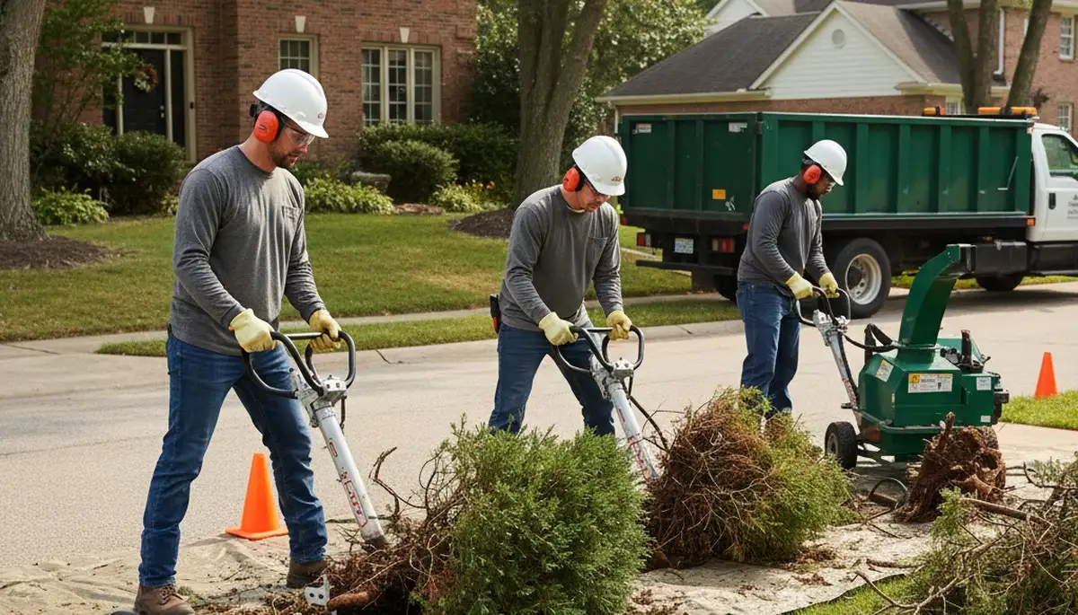 Boston, MA arborist removing overgrown shrubs for safe, efficient shrub removal service