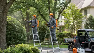 Arbor Tree Care technician applying tick control treatment on a Boston, MA property