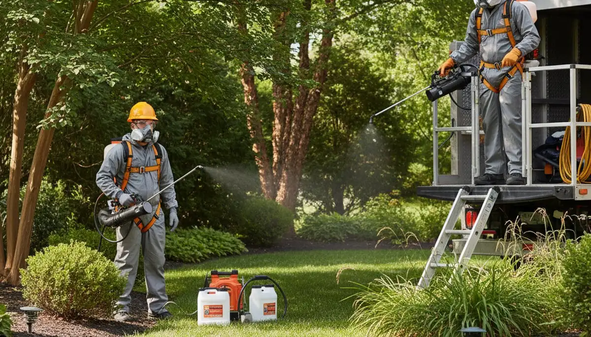 Arbor Tree Care technician providing tick control service on a Boston, MA property