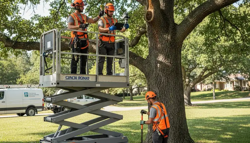 Boston, MA arborist inspecting trees for disease treatment and pest damage