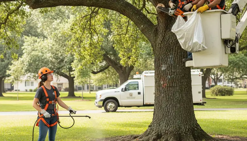 Boston, MA arborist inspecting tree disease symptoms for treatment and care