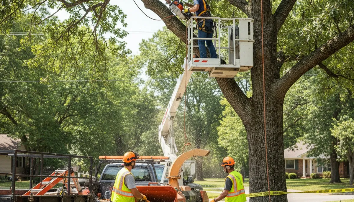 Boston, MA arborist pruning tree branches for safer, healthier trees on a residential property