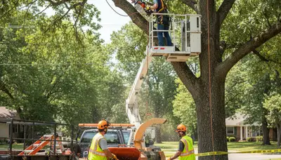 Boston, MA arborist pruning tree branches for safer, healthier trees on a residential property