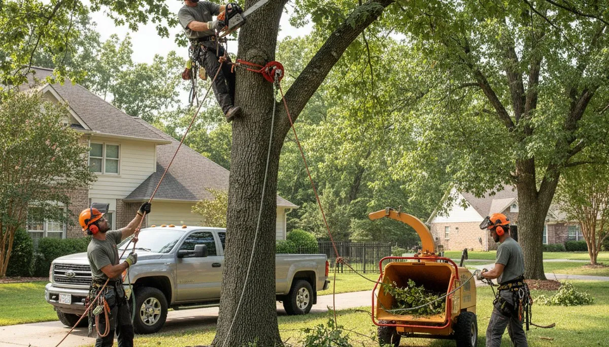 Boston, MA tree removal crew clearing a hazardous tree for Arbor Tree Care