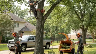 Boston, MA tree removal crew clearing a hazardous tree for Arbor Tree Care