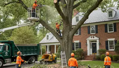 Boston MA tree service crew removing a tree for safe, professional arbor care