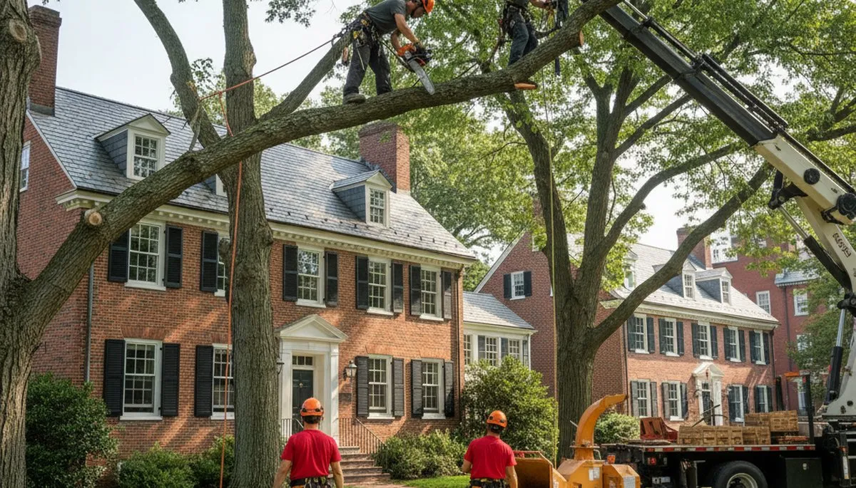 Boston, MA tree service crew providing professional tree removal and trimming for local properties