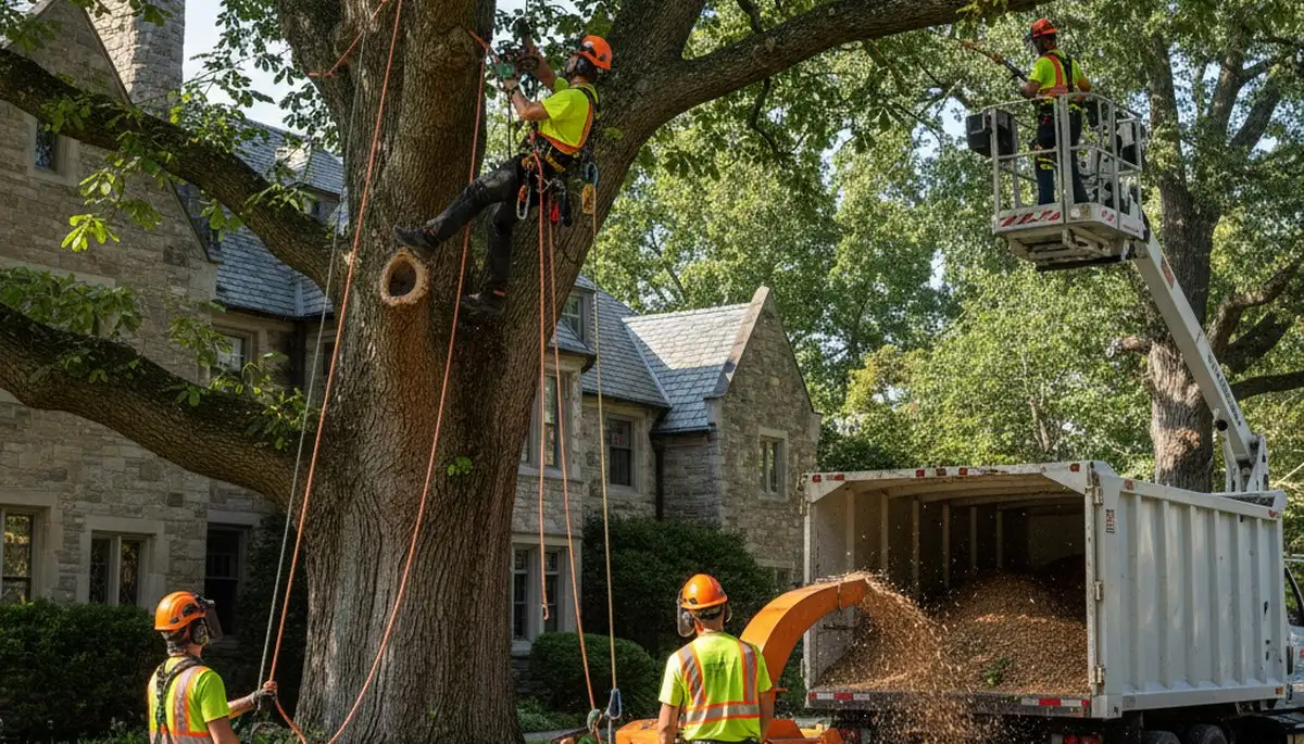 Tree service crew removing a tree in Boston, MA for Arbortree Removal Boston