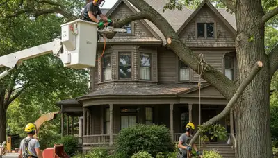 Boston, MA tree service crew removing a tree for safe, professional property maintenance