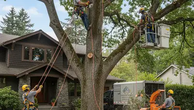 Boston MA tree service crew providing professional tree removal and pruning for homeowners