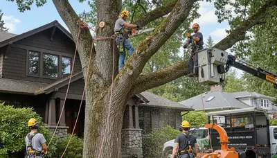 Boston MA tree service crew providing professional tree removal and trimming services