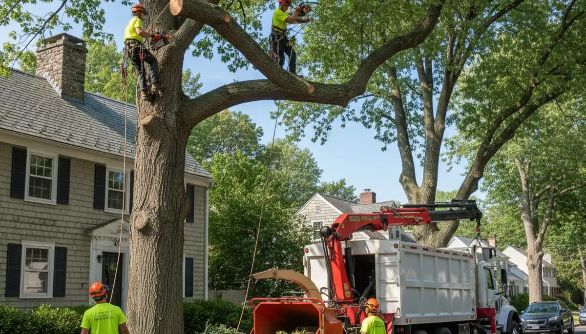 Tree service crew in Boston, MA removing a tree for Arbor Tree Removal Boston