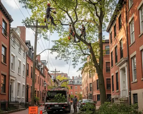Boston tree trimming service for tight urban canopy management, arborist care in Boston, MA